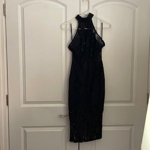 Missguided sheer high neck razor back midi dress.